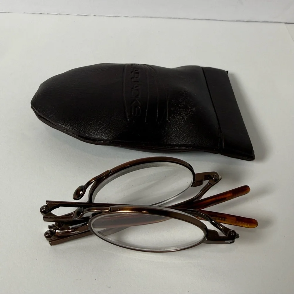 Flapjacks Folding Reading glasses with Case +2.00 Vintage Readers Orbiter I